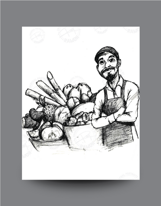 Charcoal Art - Market Day - Maas Bankra