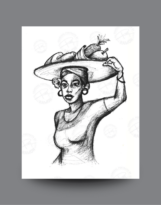 Charcoal Art - Market Day - Sista Bankra