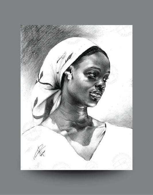 Charcoal Art - Around the Yard - Young Mother at Home