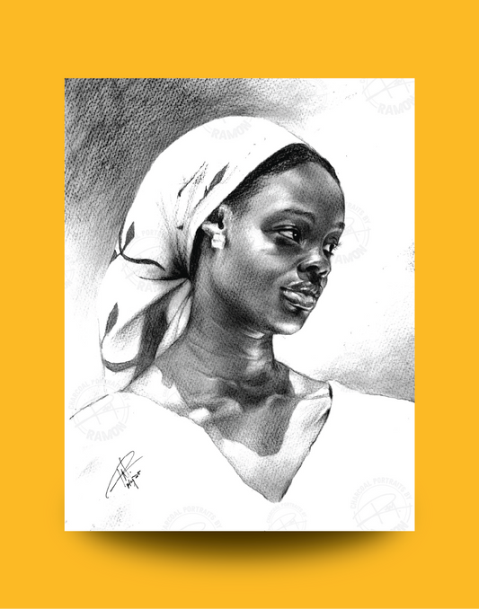 Charcoal Art - Around the Yard - Young Mother at Home
